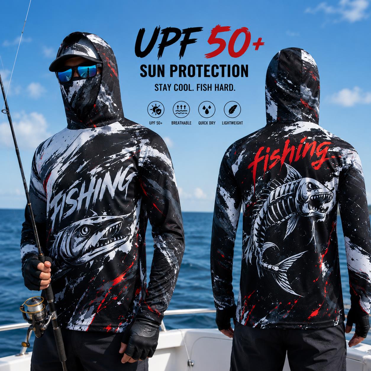 Fishing - Camiseta de Pesca Masculina de Secagem
